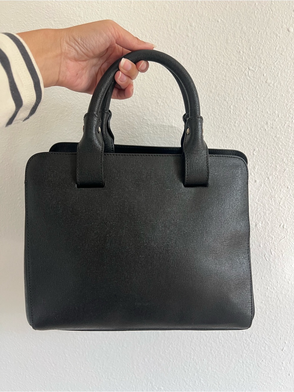 Vittoria Napoli Designer Genuine Leather Black Handbag Satchel Purse